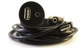 USB and AUX 3.5mm Extension Cable with 2 Dash Mounting Options